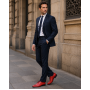 Pantofi barbati rosii eleganți din piele naturală cu șiret și talpi confortabile deosebite GKR51R